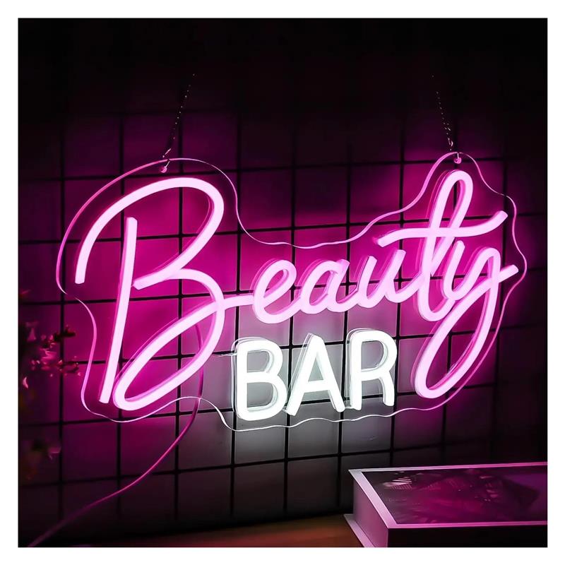Beauty Makeup Wallpaper - Neonowy szyld Beauty Bar, ściemnialne oświetlenie