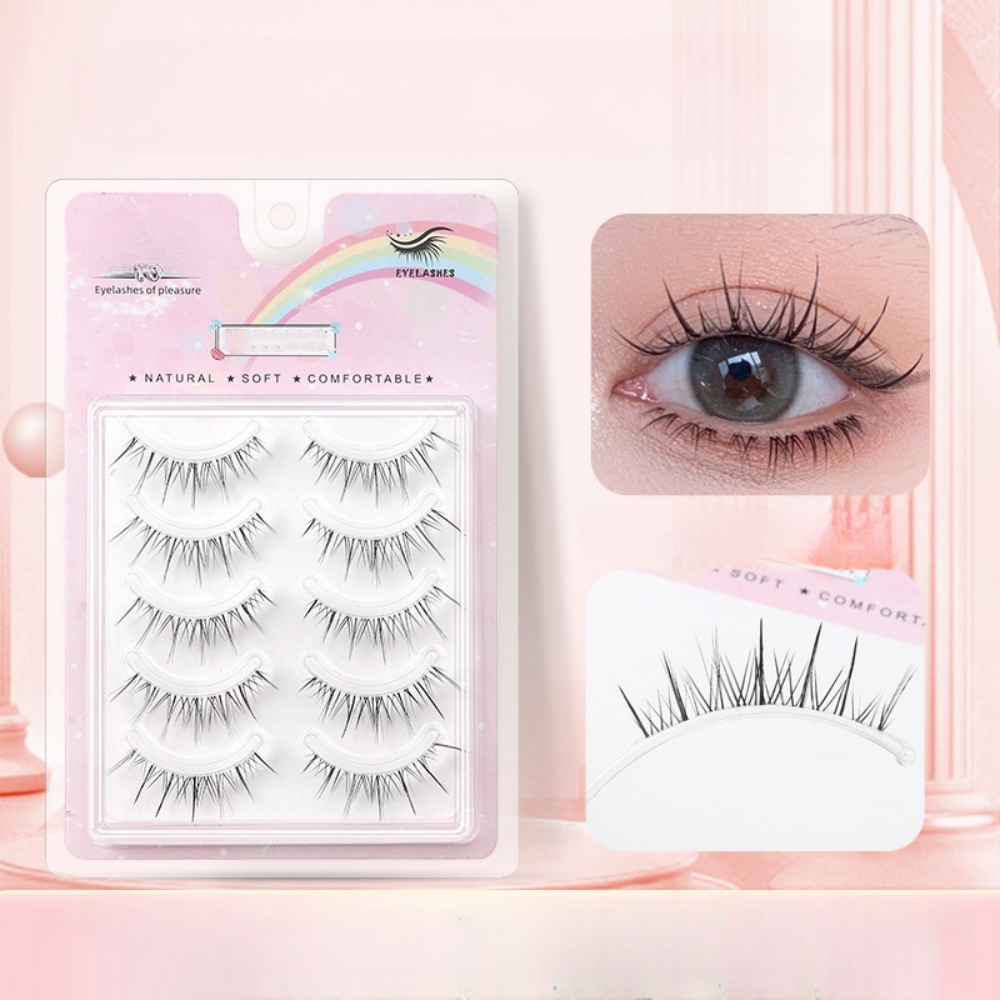 Beauty Makeup Look - 5 Par Przezroczystych, Falowanych Sztucznych Rzęs,