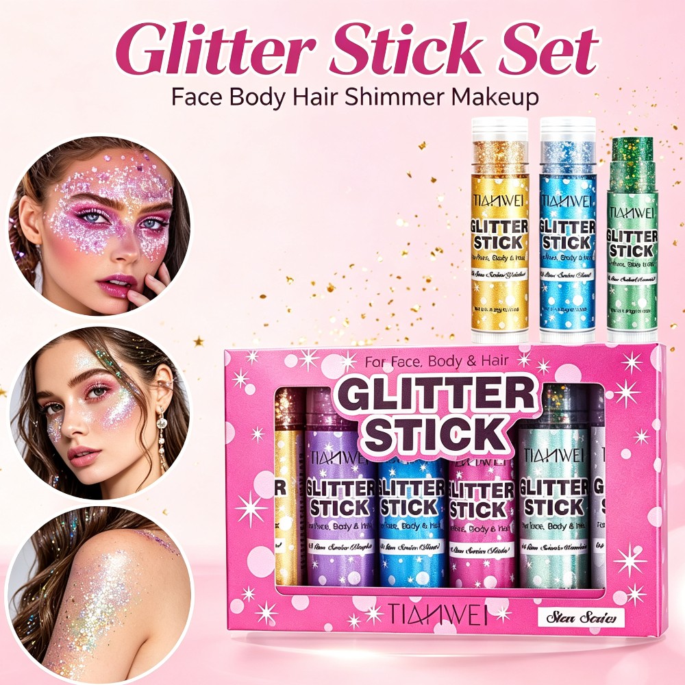 Body Shimmer Lotion - Zestaw błyszczących brokatowych sztyftów, żel z