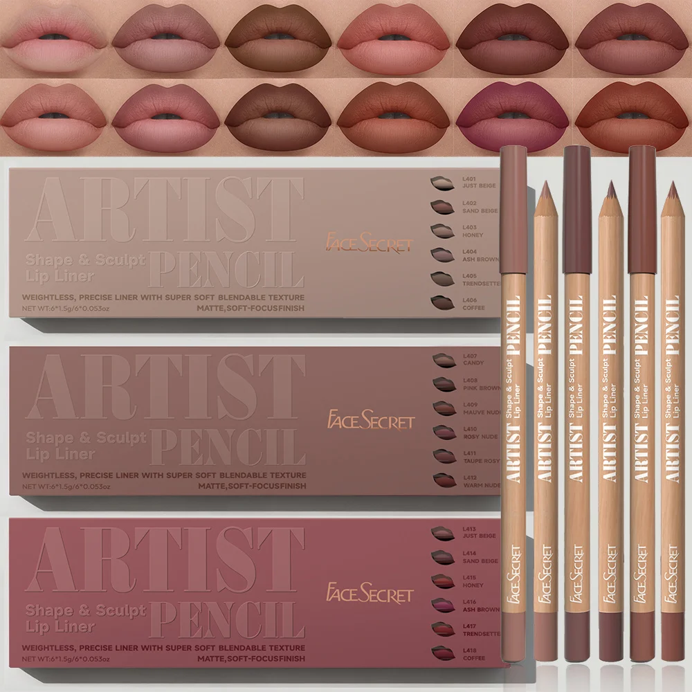 Lip Liner Pencil - Zestaw 6 szt. kredek do ust