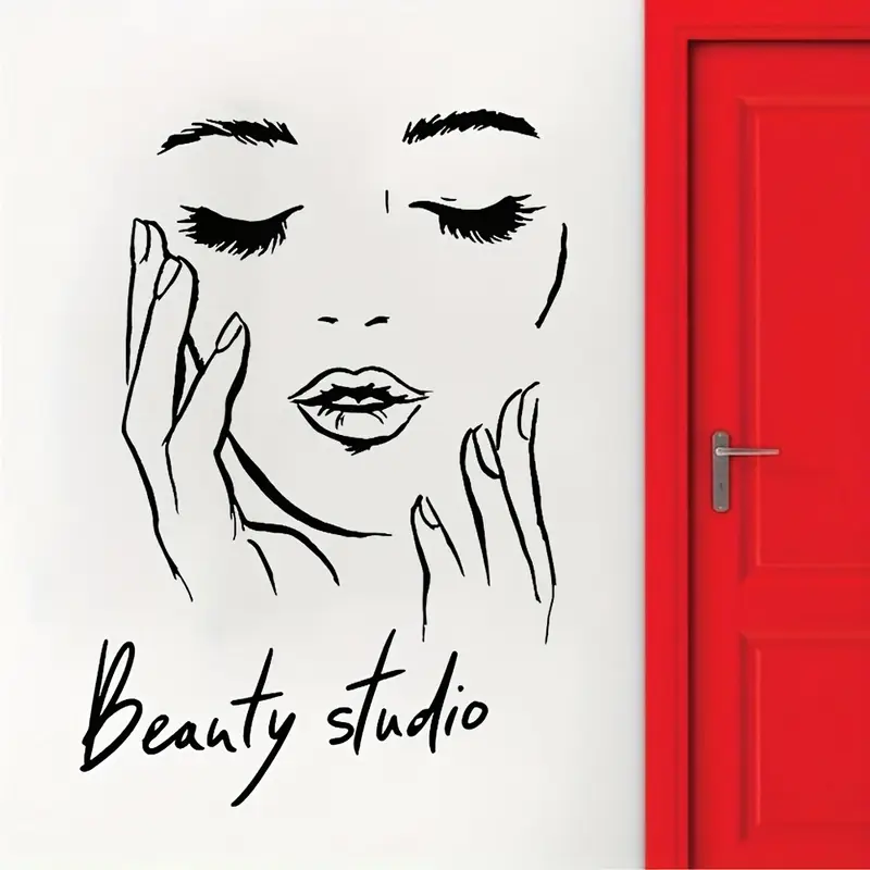 Beauty Makeup Wallpaper - Naklejka ścienna z kobiecą twarzą do
