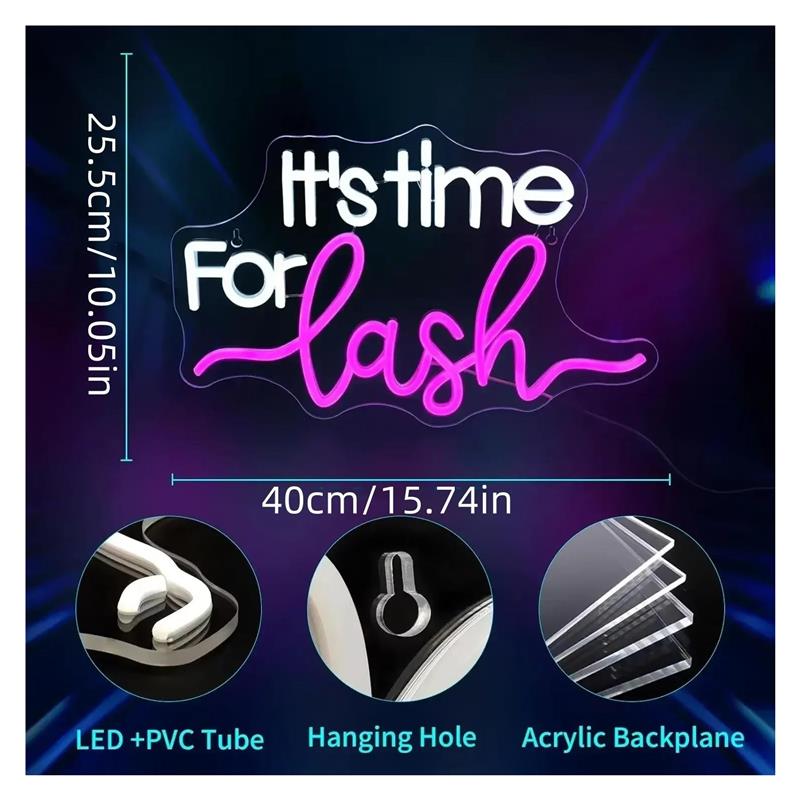 Znak neonowy It's Time For Las – Beauty Makeup Wallpaper recenzja i cena